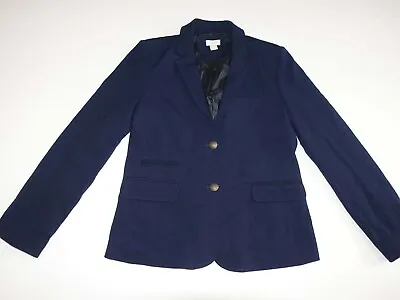 J. Crew Women's Stretch Knit 2 Button Blazer Jacket Size 8 Navy Blue Suit Coat • $27.49