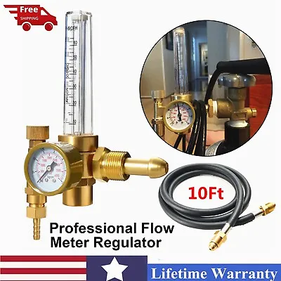 Argon CO2 Mig Tig Flow Meter Regulator Welding Gas Gauge Welder + 10'Gas Hose US • $30.98