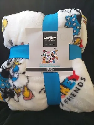 Primark Mickey Mouse Throw Blanket Friends Minnie Donald Daisy Disney White New • £30