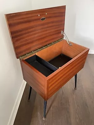 Lebus Mid Century Sewing Box Hobby Side Table Dansette Legs Retro 60s • £35