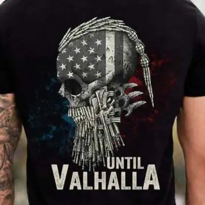 Until Valhalla Viking Us Flag Vintage T Shirt Signature Black S 5xl • $15.95