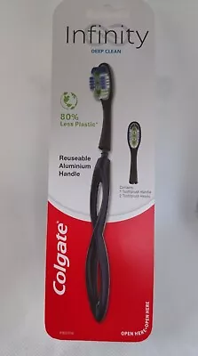 Colgate Toothbrush Infinity Deep Clean Reuseable Aluminium Handle Kit 2 Heads • $28.90