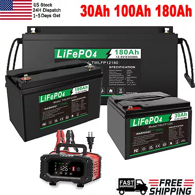 12V 30Ah 100Ah 180Ah LiFePO4 Lithium Battery Deep Cycle For Boat Solar / Charger • $42.99