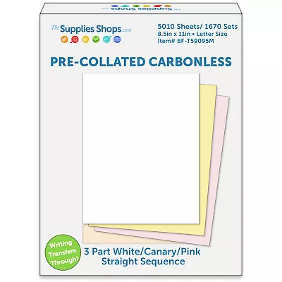 3-Part Straight Sequence White / Canary / Pink Pre-Collated Carbonless Paper • $415.56