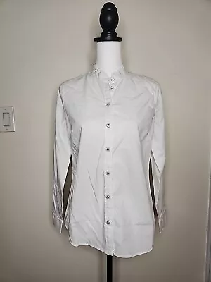 J.Crew Factory Cotton Poplin Shirt With Jewel Buttons Size M PETITE Color White  • $22.80