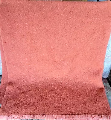 Vtg Mariposa Wool FULL Bed Blanket Peach Pink Satin Trim USA • $25