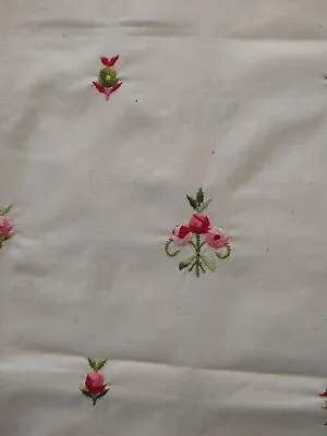 Floral COTTON EMBROIDERED Fabric BTHY X 44  Wide Cream/Natural Muslin • $6.99