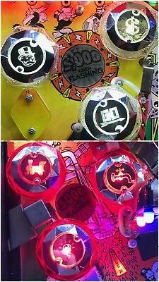 $35 • Buy Stern MONOPOLY CHROME PINBALL POP BUMPER DECALS From METAL-MODS CHROME CAPS