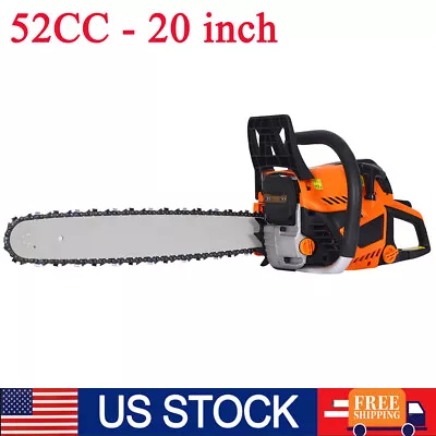 52CC Gasoline Chainsaw 20'' Guide Bar 2-Stroke Chain Saw For Trees Wood Cutting • $141.53