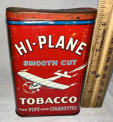 Antique Hi-plane Pipe Tobacco Tin Litho Vertical Pocket Can Early Airplane • $44