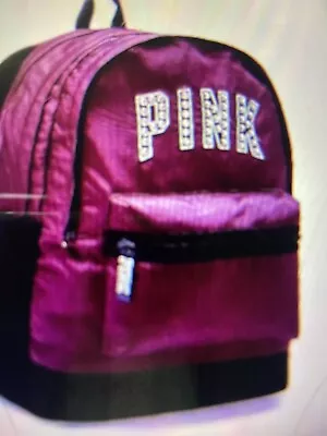 Victorias Secret PINK CAMPUS Backpack BLING DEEP RUBY SILVER STUDS - BRAND NEW • $59