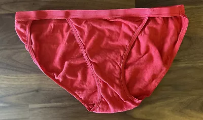 Vintage Delicates Cotton String Bikini Panties Size 6 Red 100% Cotton • $18