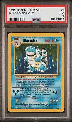 PSA 7 NM 1999 Pokemon Base Set Blastoise Holo Rare Pokemon TCG Card Graded • $124.99