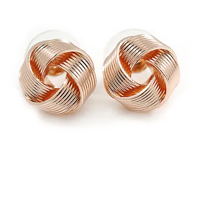 £9.50 • Buy Rose Gold Tone Textured Knot Stud Earrings - 13mm D