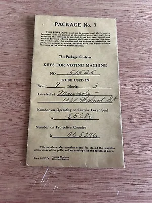 1949 Reading PA Election Voting Machine Empty Keys Package W/Receipt Vintage • $33.96