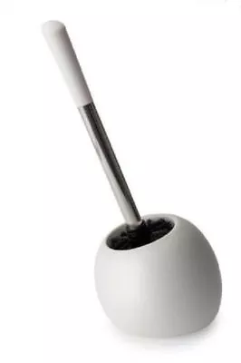 Ceramic Toilet Brush With Holder Set Freestanding Bathroom White Cleaning Brush • £12.85