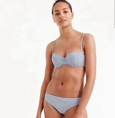 J. Crew Seersucker Bikini Set  32DD Top & Medium Bottoms • $39.99