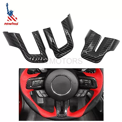 For Ford Mustang 2015-2019 Carbon Fiber Black Steering Wheel Cover Trim Interior • $13.75