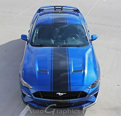 2018-2023 Ford Mustang Center Hood HYPER RALLY Racing Stripes Decals Graphic 3M • $188.98