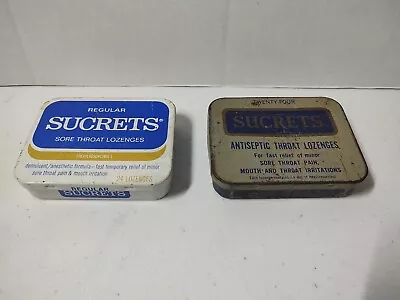 Vintage Empty Sucrets Lozenges Metal Tins Boxes Lot Of 2 • $9.95