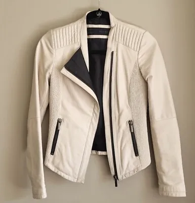 Zara Ivory Lambskin Moto Jacket Size XS • $75
