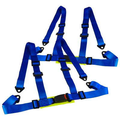 $37.99 • Buy Fits 2X Blue 4-Point Harness Racing Seat Belts Snap-In Buckle Nylon Strap