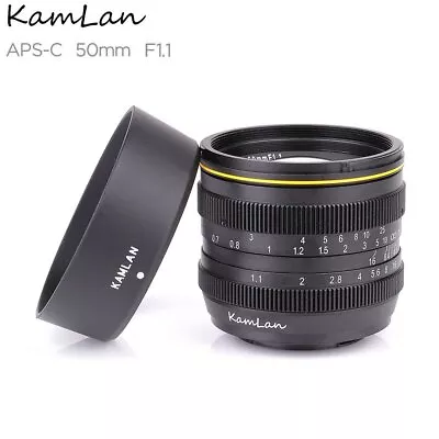 Kamlan 50mm F1.1 APS-C Large Aperture Manual Focus Lens For Fuji FX Mount Camera • $81.89