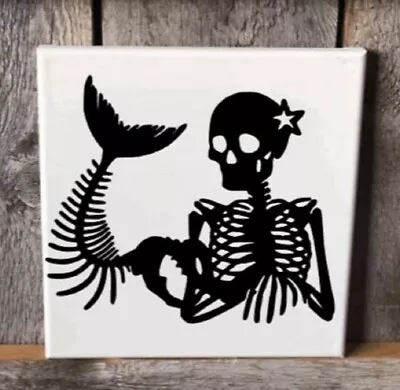 Mermaid Skeleton Vinyl Sticker Decal Tumbler Laptop Car Cup Pick Color Size • $3.75