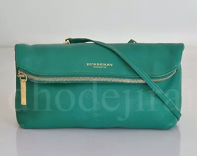 Authen BURBERRY PRORSUM Foldover Petal Womens Crossbody/Clutch/Bag Emerald Green • $26