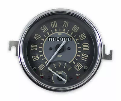 VW BUG BUS GHIA ISP 120 MPH SPEEDOMETER W/COMBO GAS FUEL GAUGE BEIGE NUMERICALS • $275