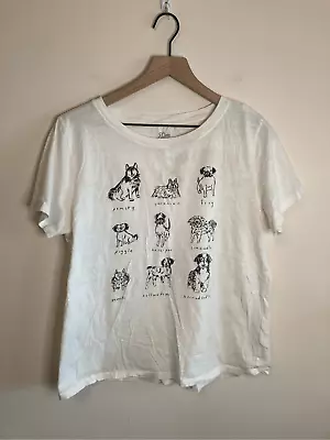 J. Crew Knit Goods Women’s Large T Shirt White Cotton Dog Lover • $24.99