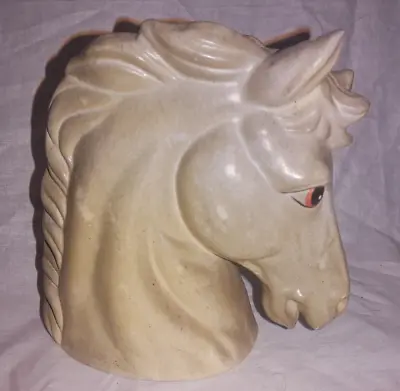 VTG Ceramic Grey Horse Head Planter Vase Shelf Decor Equestrian 6 X6  Open Mouth • $12