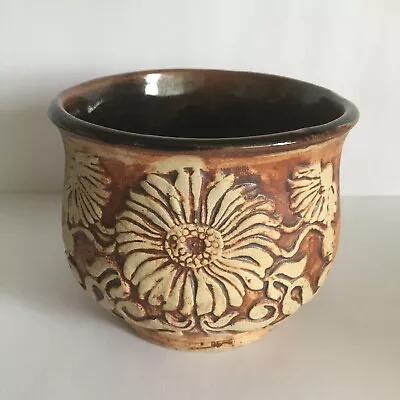 Vintage Quantock Design Pottery Planter Sunflower Design • £14