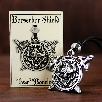 Pewter Viking Necklace Berserker Shield Pendant Odin Norse Jewelry • $19.99