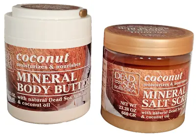 Dead Sea Collection Coconut Mineral Salt Scrub & Mineral Body Butter Mixed Lot • $25.19