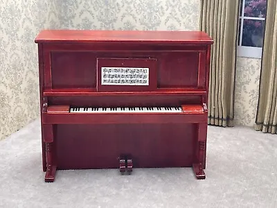 Miniature Wooden Upright Cherry Piano With Plastic Keys 1:12 Scale • $15