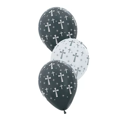 Baptism Party Supplies Holy Cross Graphite And Pear White Latex Balloons 3 Pack • $2.99