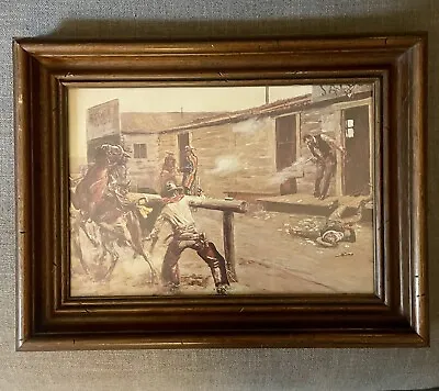 Vintage Charles M. Russell ‘Death Of A Gambler’ Framed Print • $65
