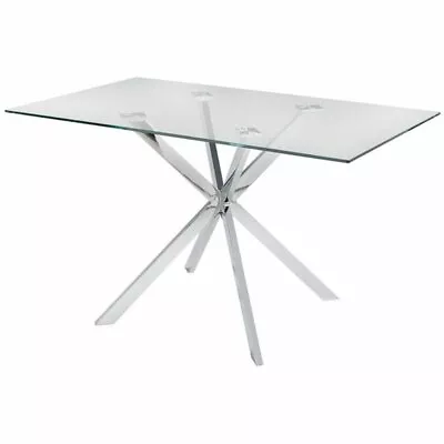 Uptown Club Linus 51.2  Contemporary Glass Top Dining Table In Silver • $289.99