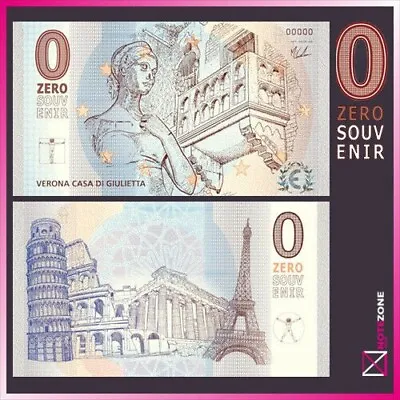 Zero Souvenir 0€ VERONA CASA DI GIULIETTA Test Note £0 0 Euro • £6