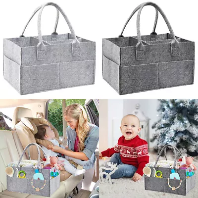 Baby Diaper Caddy Organizer Felt Changing Nappy Kids Storage Carrier Bag Grey UK • £5.69