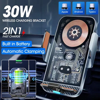 30W Fast Wireless Charging Car Charger Mount Automatic Clamping Car Phone Holder • $21.37