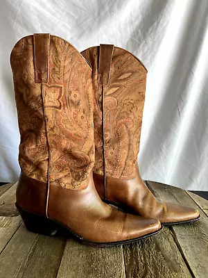 Matisse Tapestry Brown Leather Vero Cuoio Western Boots | Women's Size 8.5 M • $34.99