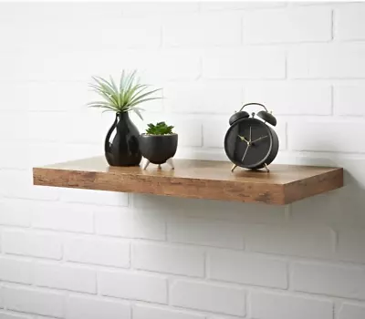 Floating Wall Shelf Wooden Shelves Wall Storage 60cm - Rustic Oak Finish • £18.99