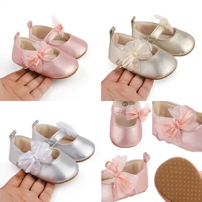 Newborn Baby Girl Pram Shoes Infant Princess Wedding Party Dress Shoes Slidder • £4.99