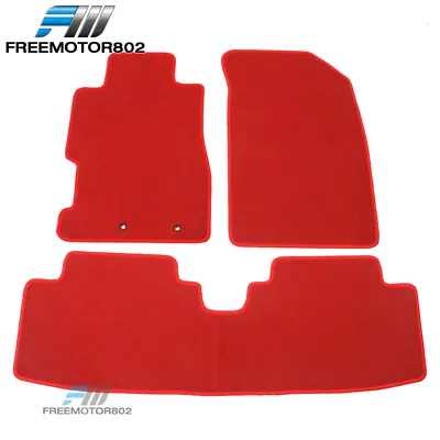 Fit 01-05 Honda Civic Anti-Slip Floor Mats Front Rear Nylon Red Carpet 3PC • $39.99