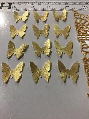 Edible Gold Wafer Small  Butterflies Cupcake Birthday Anniversary Engagement  • $10.07