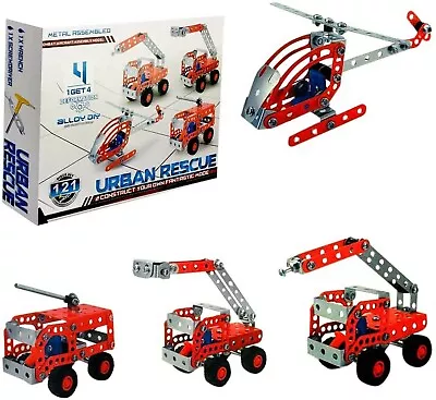 Kids 4-in-1 City Rescue Series Toy Set DIY Metal Assembly Construction Set | 8+ • $21.49