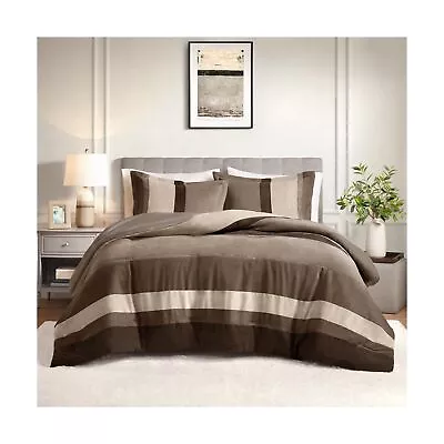 Comfort Spaces King Comforter Set 3 Piece Luxe Microsuede Pieced Design Col... • $68.99