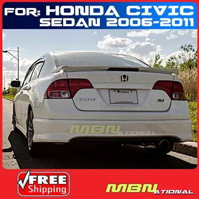 06-11 For Honda Civic Sedan SI Style Trunk Spoiler Painted NH578 TAFFETA WHITE • $221.43